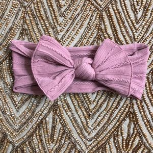 Pink Mauve Cable Knit Baby Bling Headband